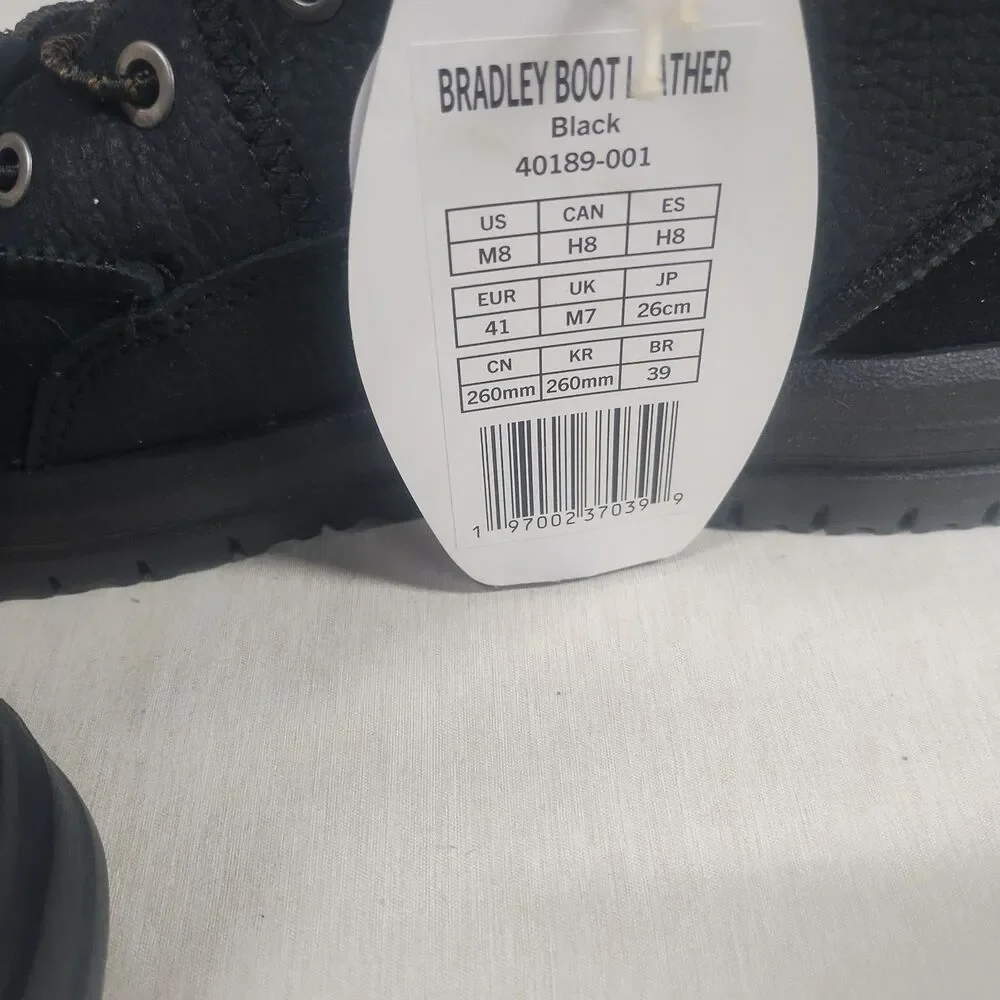Hey Dude Shoes Bradley Boot Leather in Leather Black Men's size 8 NEW